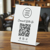 Business Logo QR Code Tabletop Reclamebord Met Voetstuk