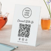 Business Logo QR Code Tabletop Reclamebord Met Voetstuk (Insitu)