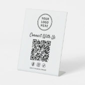 Business Logo QR Code Tabletop Reclamebord Met Voetstuk (Voorkant)