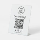 Business Logo QR Code Tabletop Reclamebord Met Voetstuk (Voorkant)