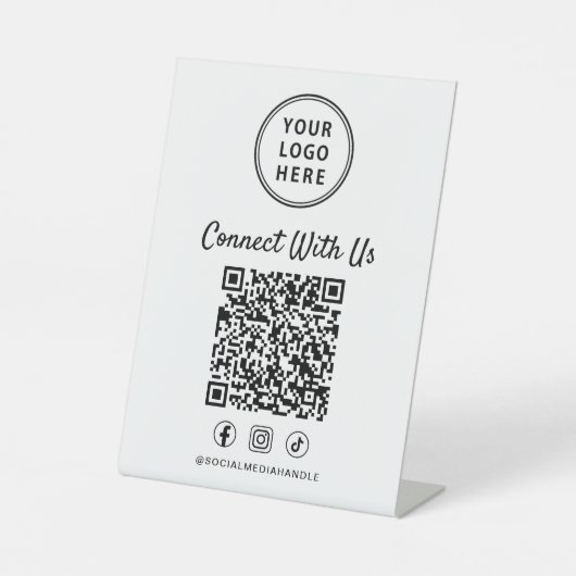 Business Logo QR Code Tabletop Reclamebord Met Voetstuk (Voorkant)