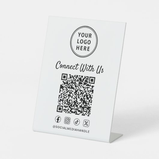 Business Logo QR Code Tabletop Reclamebord Met Voetstuk (Voorkant)