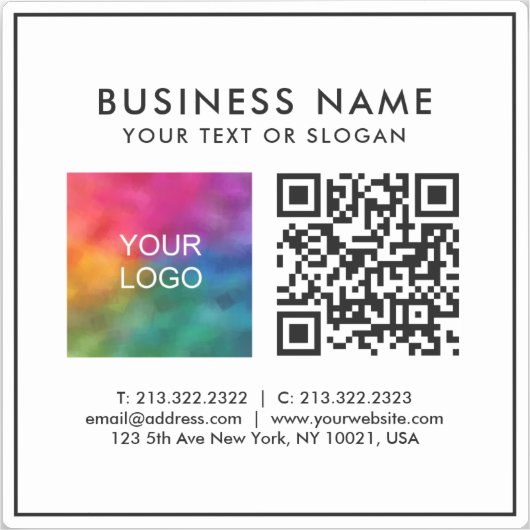 Business Logo QR Code Tekst Klant Sjabloon Tiny Sticker (Voorkant)
