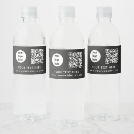 Business Logo QR Code Text Website Customer Gifts  Waterfles Etiket