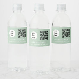 Business Logo QR Code Text Website Green Customer Waterfles Etiket