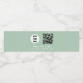 Business Logo QR Code Text Website Green Customer Waterfles Etiket (Enkel label)