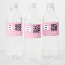 Business Logo QR Code Text Website Pink Customer Waterfles Etiket