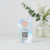 Business Logo QR Code Typografie Holografisch Visitekaartje (Staand voorkant)