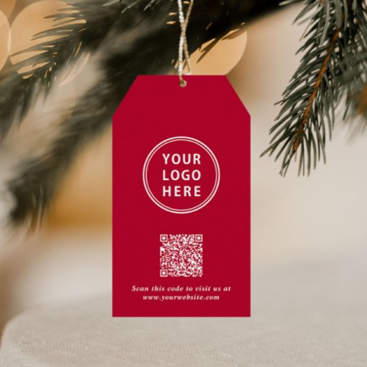 Business Logo QR Code Vrolijk Kerstfeest Cadeaulabel