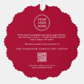 Business Logo QR Code Vrolijk Kerstfeest Ornament Kaart (Achterkant)