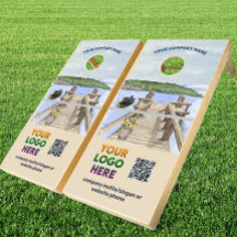 Business Logo QR Code Waterverf Rustic Lake