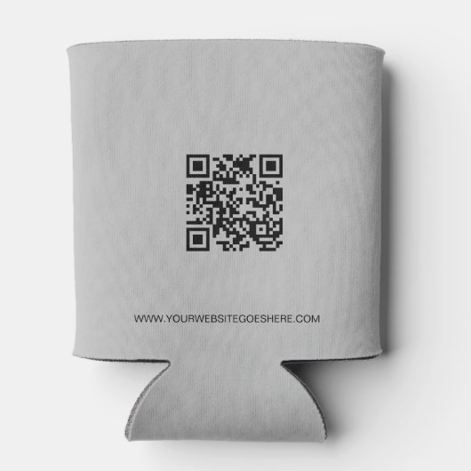 Business logo QR code website Grijs op maat Blikjeskoeler (Achterkant)