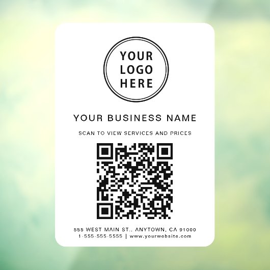 Business Logo QR Code White Raamsticker (Vel 3)