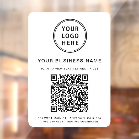 Business Logo QR Code White Raamsticker (Vel 2)