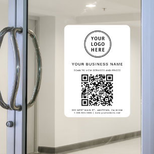 Business Logo QR Code White Raamsticker