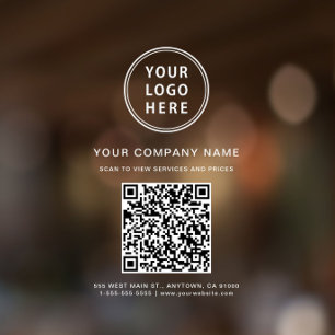 Business Logo QR Code White Raamsticker