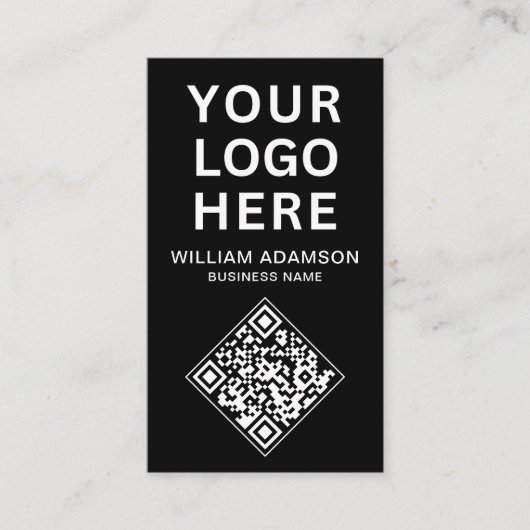 Business Logo QR-code | Wit & Zwart Professioneel Visitekaartje (Voorkant)