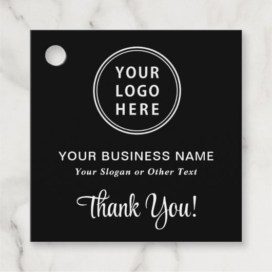 Business Logo QR Code Zwart Bedankt Bedankjes Labels (Voorkant)