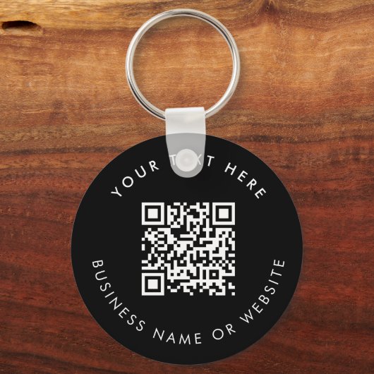 Business Logo QR Code Zwart Minimalistisch Bedrijf Sleutelhanger (Achterkant)