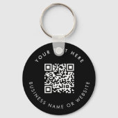 Business Logo QR Code Zwart Minimalistisch Bedrijf Sleutelhanger (Achterkant)