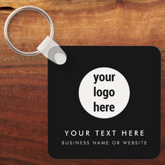 Business Logo QR Code Zwart Minimalistisch Bedrijf Sleutelhanger (Voorkant)