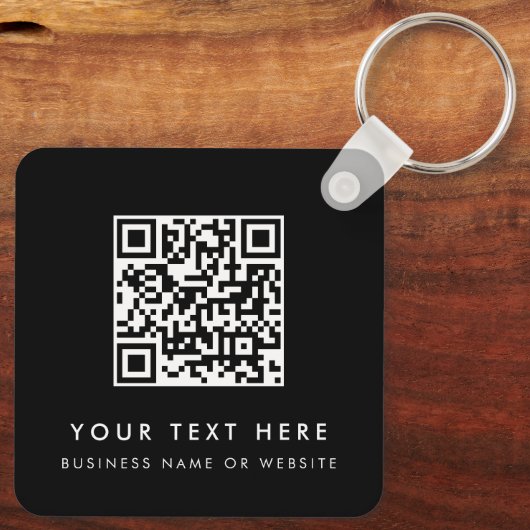 Business Logo QR Code Zwart Minimalistisch Bedrijf Sleutelhanger (Achterkant)