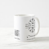 Business Logo QR White Kerstmis Chic Snowflake Koffiemok (Voorkant rechts)