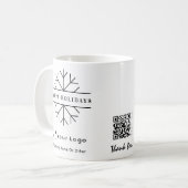 Business Logo QR White Kerstmis Chic Snowflake Koffiemok (Voorkant links)