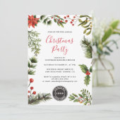Business Logo Red Berries Script Kerstfeest Kaart (Staand voorkant)
