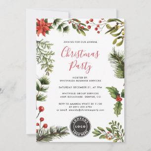 Business Logo Red Berries Script Kerstfeest Kaart
