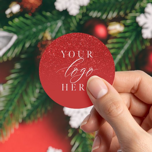 Business Logo Red Christmas Ronde Sticker