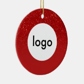 Business Logo Red Glitter Keramisch Ornament (Rechts)