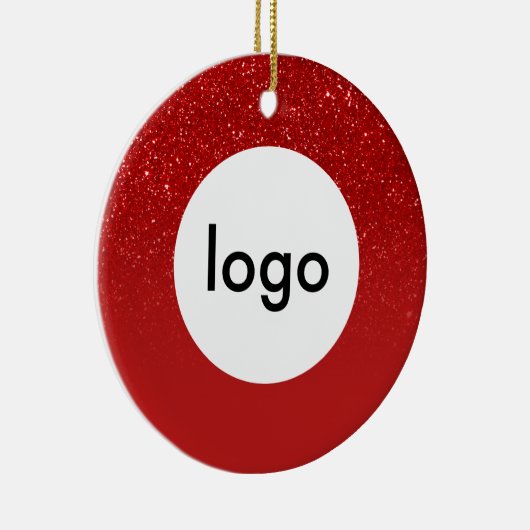 Business Logo Red Glitter Keramisch Ornament (Rechts)