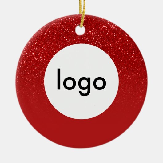 Business Logo Red Glitter Keramisch Ornament (Voorkant)