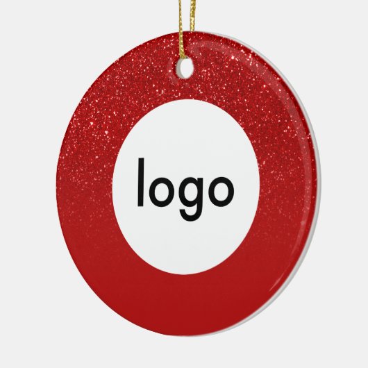 Business Logo Red Glitter Keramisch Ornament (Links)