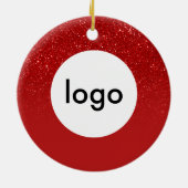 Business Logo Red Glitter Keramisch Ornament (Achterkant)