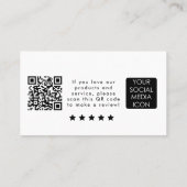 Business Logo Review Link QR-code Bedankt Wit Visitekaartje (Achterkant)
