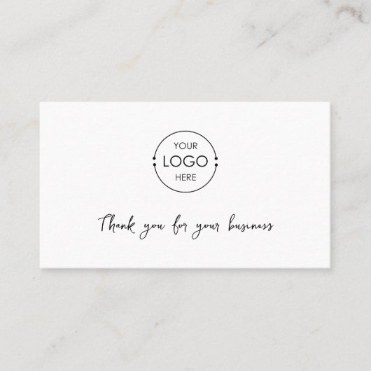 Business Logo Review Link QR-code Bedankt Wit Visitekaartje (Voorkant)