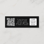 Business Logo Review Link QR Code Bedankt Zwart Mini Visitekaartje (Achterkant)