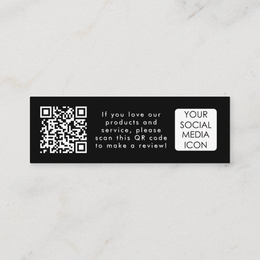 Business Logo Review Link QR Code Bedankt Zwart Mini Visitekaartje (Achterkant)