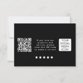 Business Logo Review Link QR Code Thank You Black Bedankkaart (Achterkant)