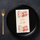 Business logo rode ivoren bloemen crème beige servet