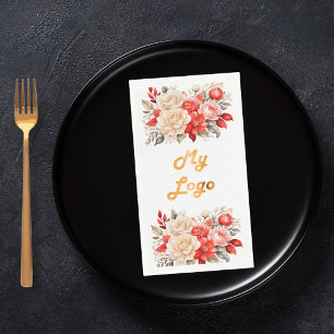 Business logo rode ivoren bloemen merk kleur servet