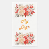 Business logo rode ivoren bloemen wit servet (Voorkant)