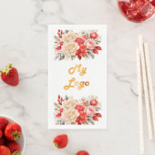 Business logo rode ivoren bloemen wit servet (Insitu)