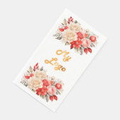 Business logo rode ivoren bloemen wit servet (Hoek)