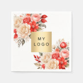 Business logo rode ivoren bloemen wit servet (Voorkant)