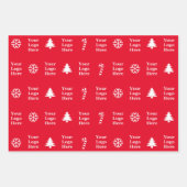 Business Logo Rood Wit Kerstbomen Candy Cane Inpakpapier Vel (Voorkant 2)