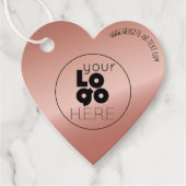 Business Logo Roos Gold Heart Shaped Hang Label (Voorkant)