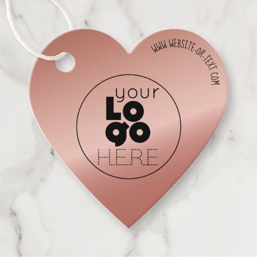 Business Logo Roos Gold Heart Shaped Hang Label (Voorkant)